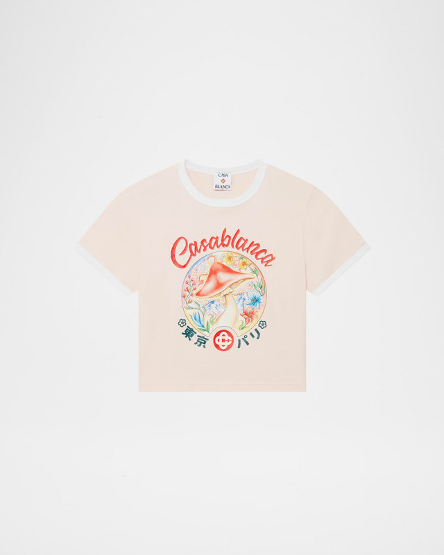 Mushroom Emblem Print Crop Baby T-Shirt